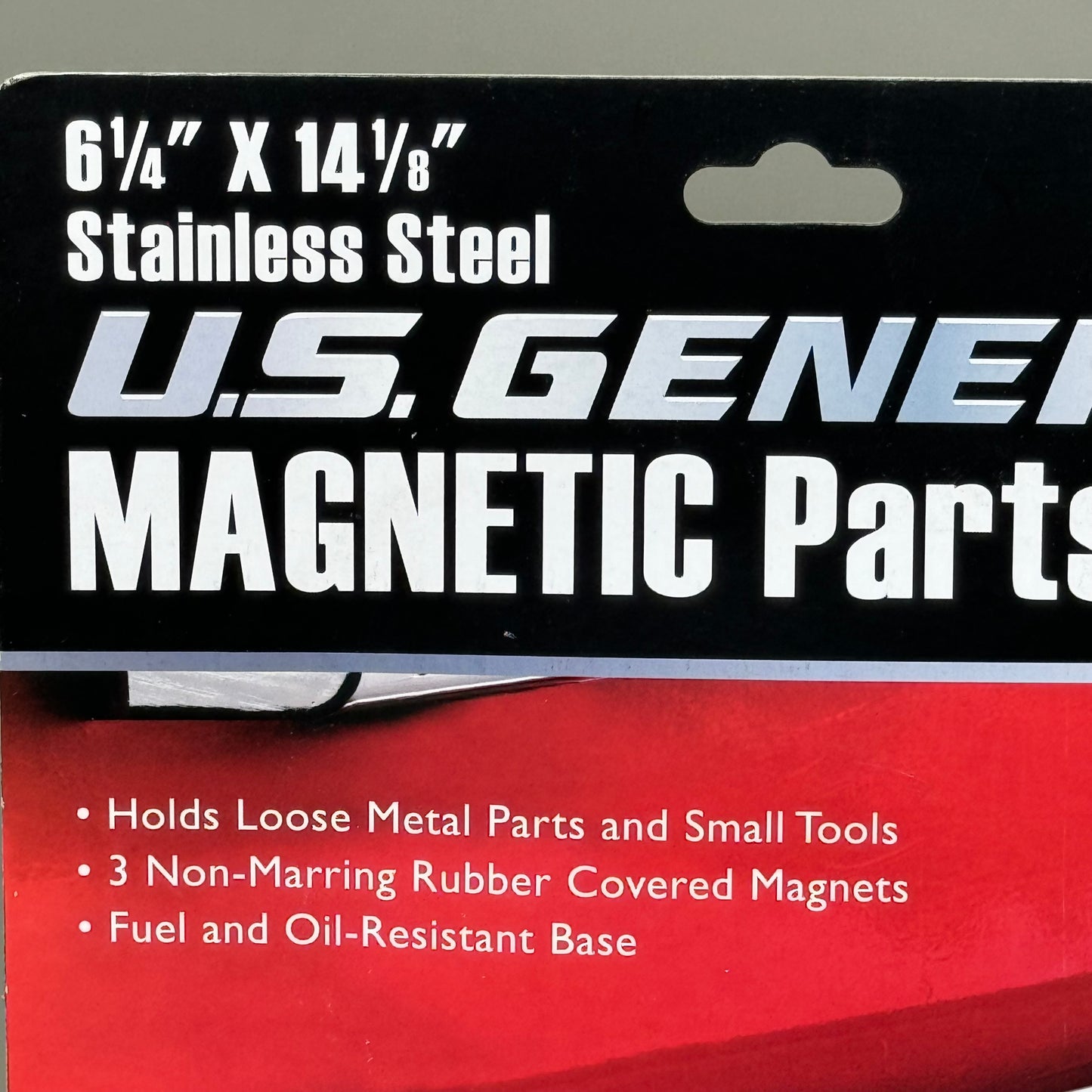 U.S. GENERAL Stainless Steel Magnetic Parts Tray 3 magnets 6 1/4" x 14 1/8" 56801