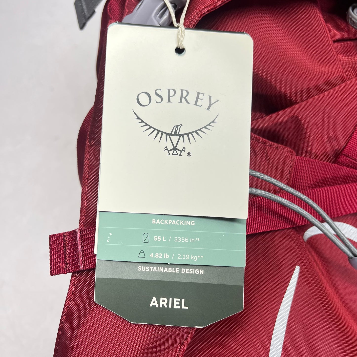 OSPREY Ariel 55L Pack Custom Fit Women's Sz L Torso Adjust Claret Red 10002887