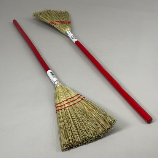 BOARDWALK (2 PACK!) Corn Fiber Bristles Lobby/Toy Broom 39.5" x 7" Red BWX951T