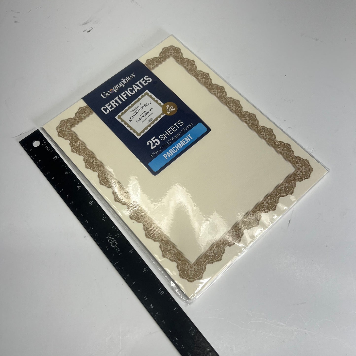 GEOGRAPHICS (4 PACK, 25 SHEETS EACH) Parchment Certificates 8.5"x11" Gold 39451