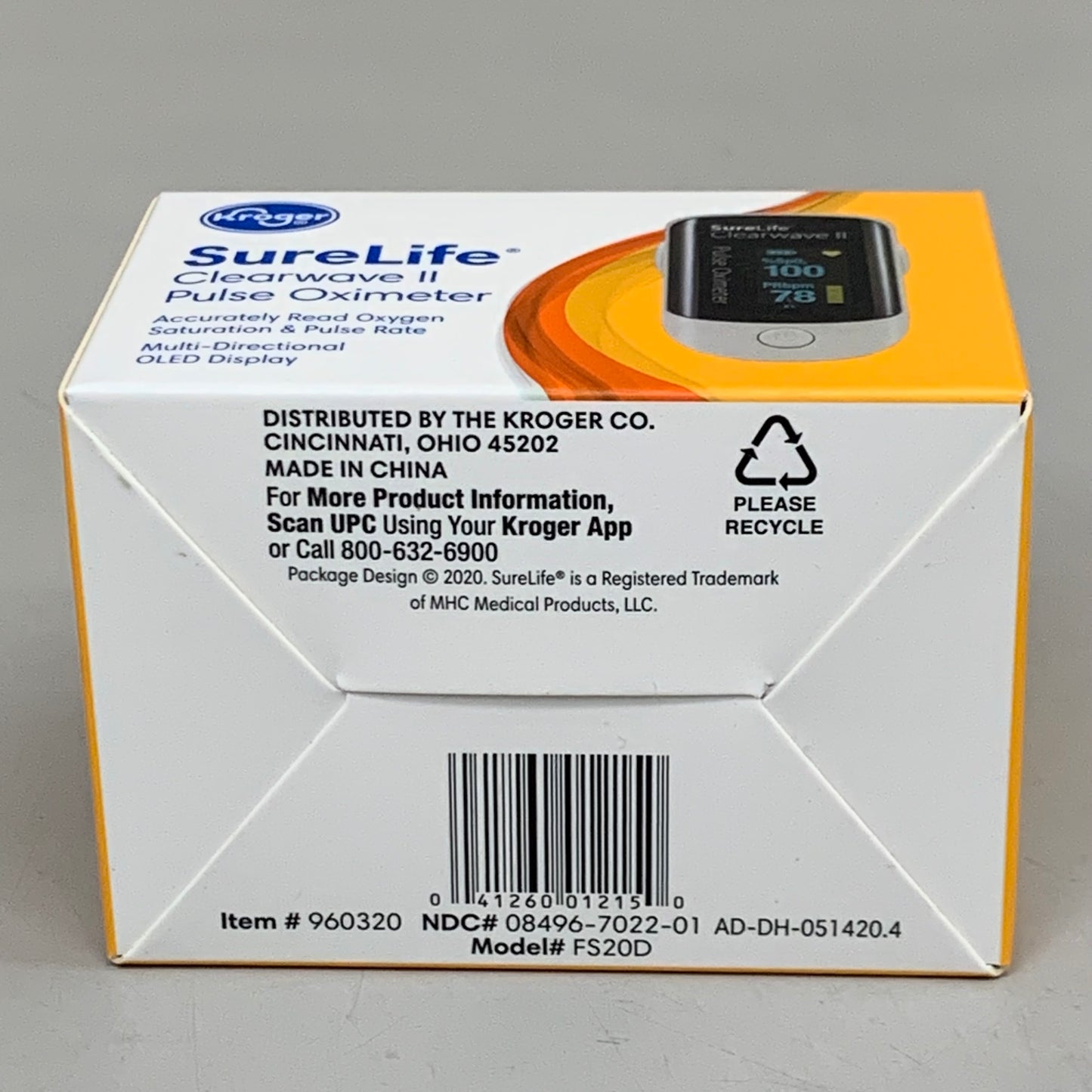 ZA@ KROGER SureLife Clearwave 2 Pulse Oximeter Soft Pad Finger Insert BB 12/25 A