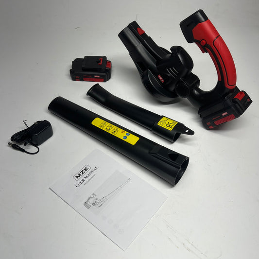 MZK Cordless Leaf Blower W/ Lithium Ion Battery 20V 75 Min Run Time Red/Black