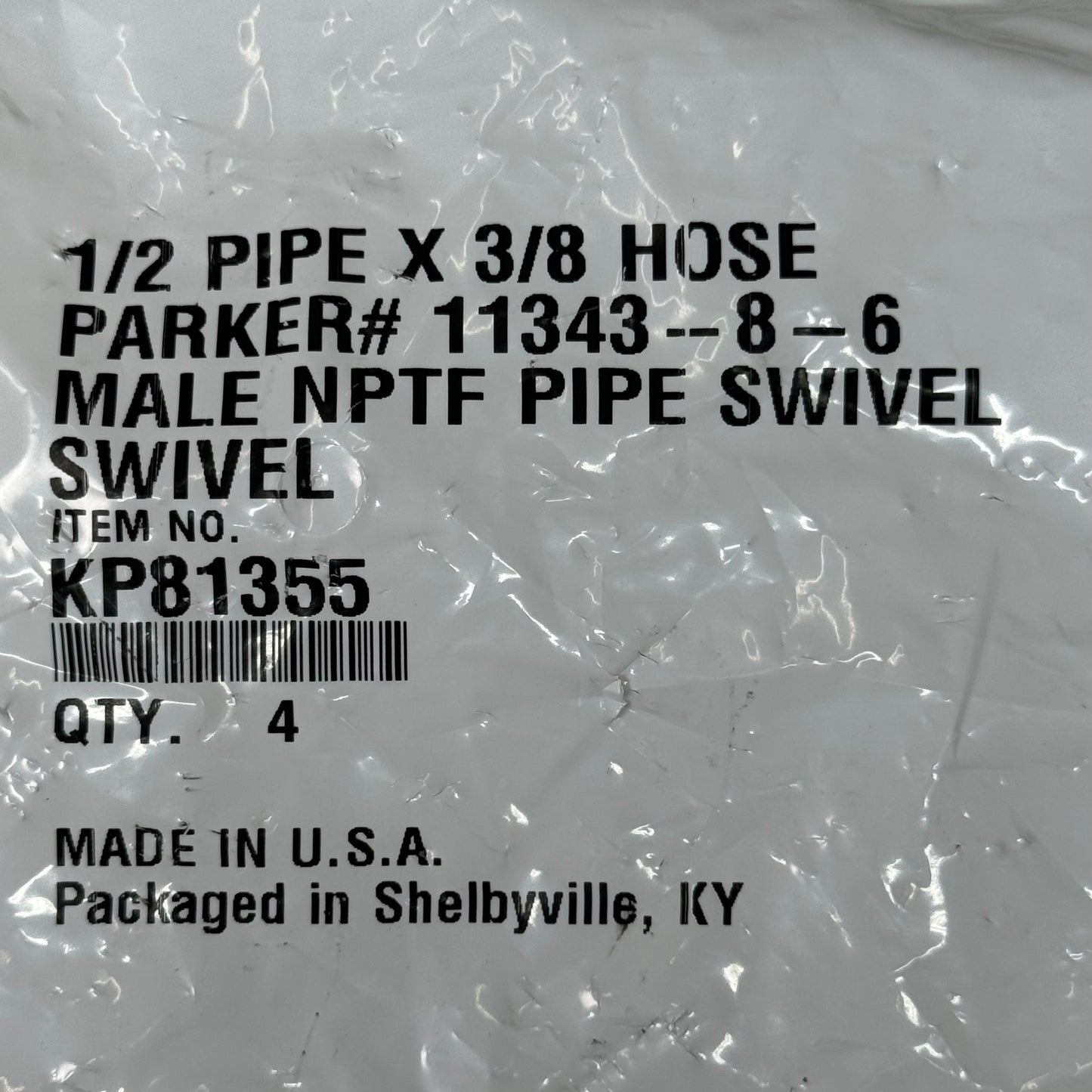 PARKER (4 PACK) Hydraulic Hose Male NPTF Pipe Swivel 1/2" x 3/8" Steel KP81355