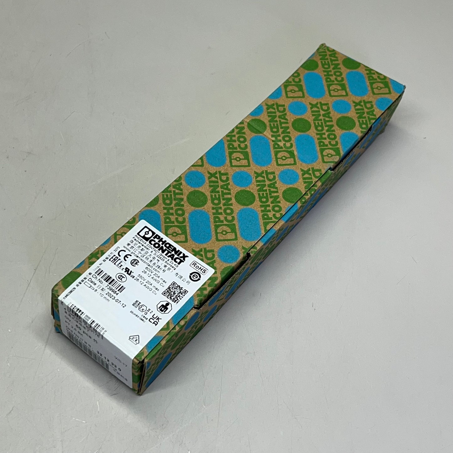 PHOENIX CONTACT (50 PACK) Feed Through Terminal Block 800V 24A 12-26 AWG 3212330