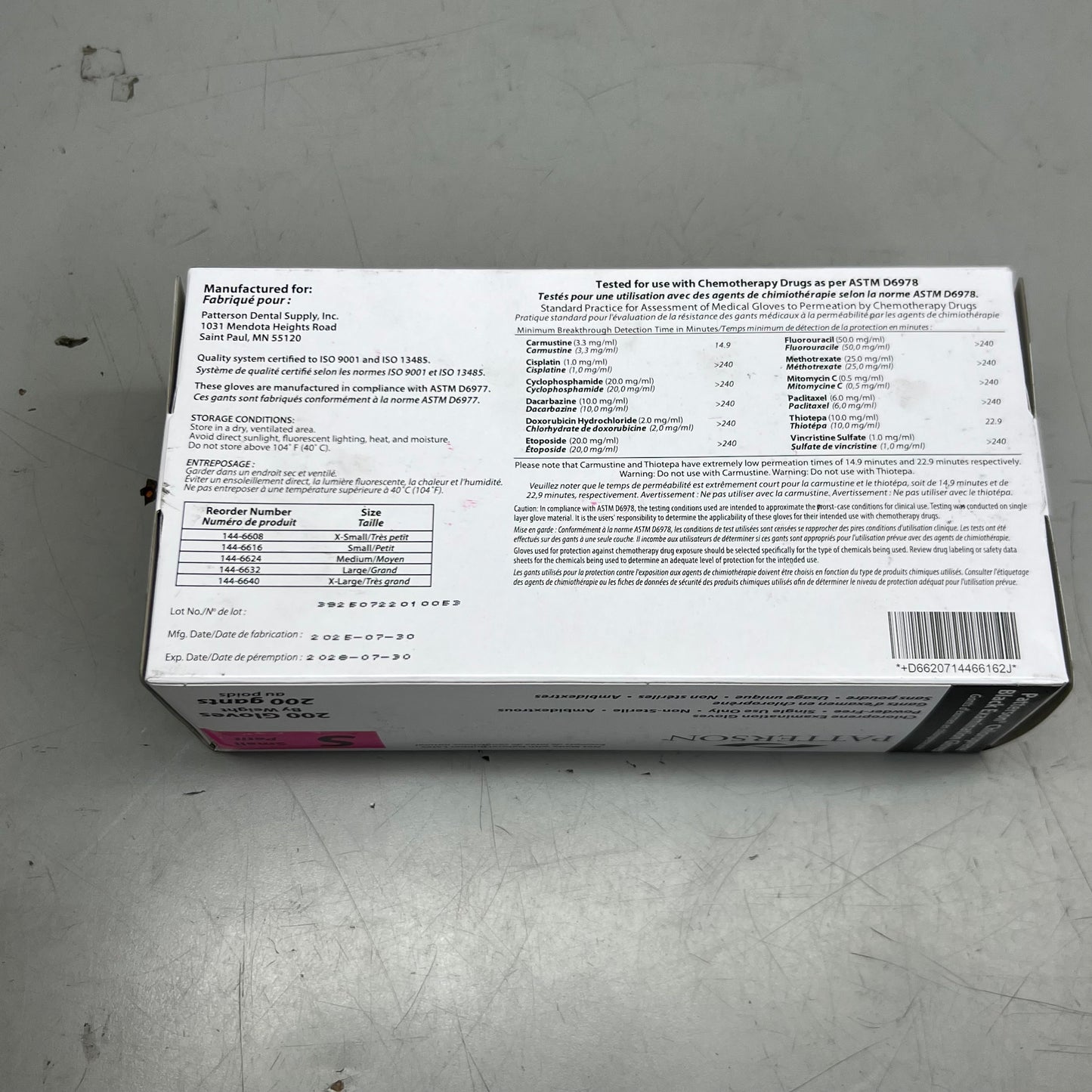 PATTERSON Chloroprene Examination Gloves Small/Petit Pink