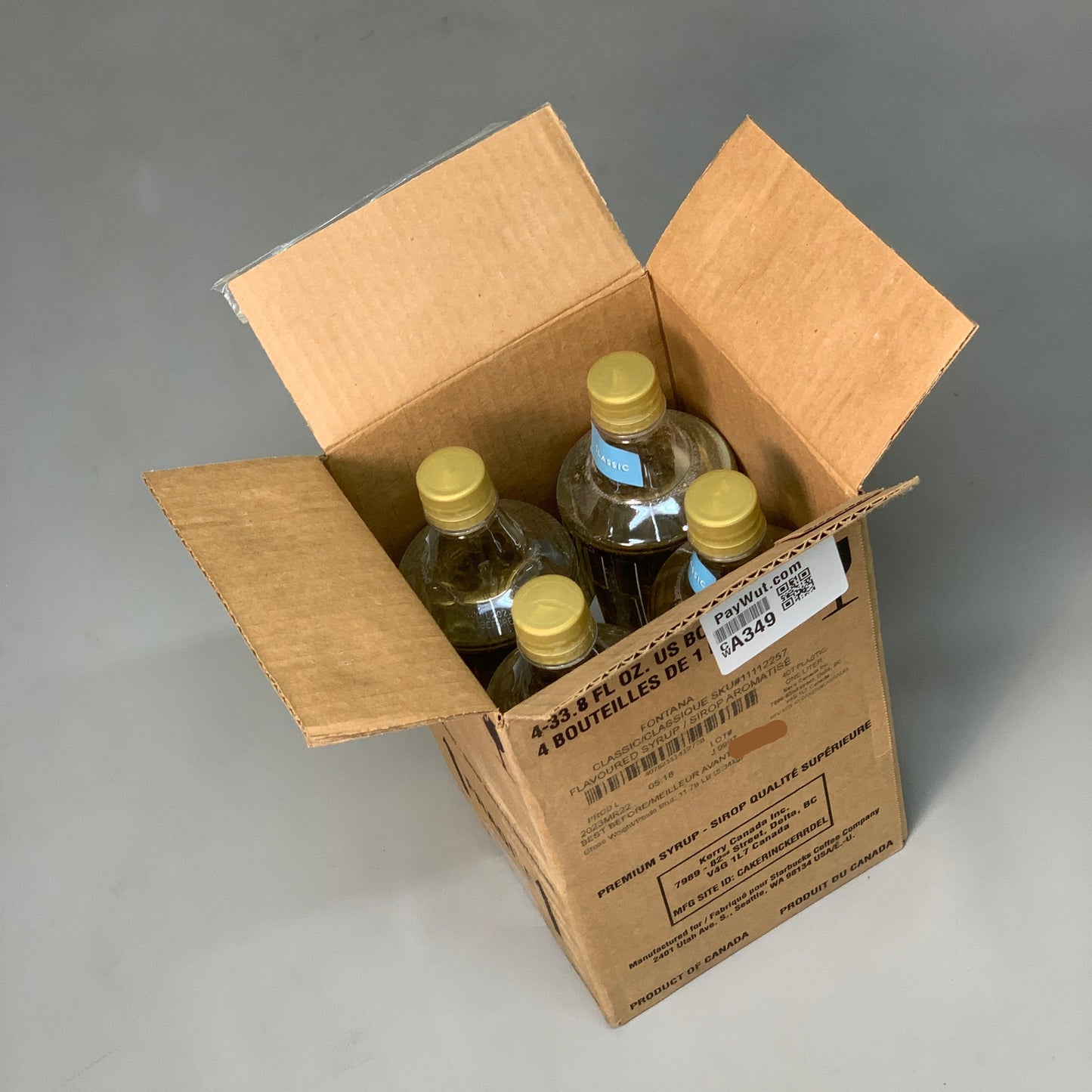 ZA@ STARBUCKS (4 PACK) Fontana Classic Syrup 33.8 fl oz/bottle BB 11/25 11112257