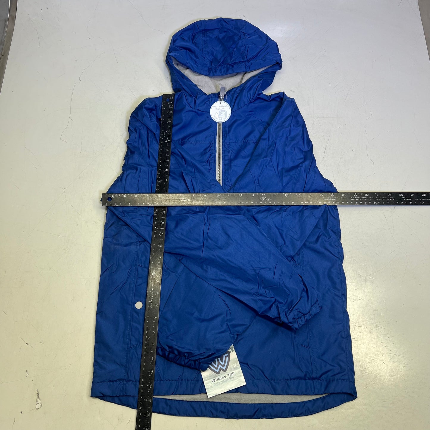 WHALES TAIL PERFORMANCE WEAR Fleece Lined Windbreaker Jacket Boy's Sz S Blue