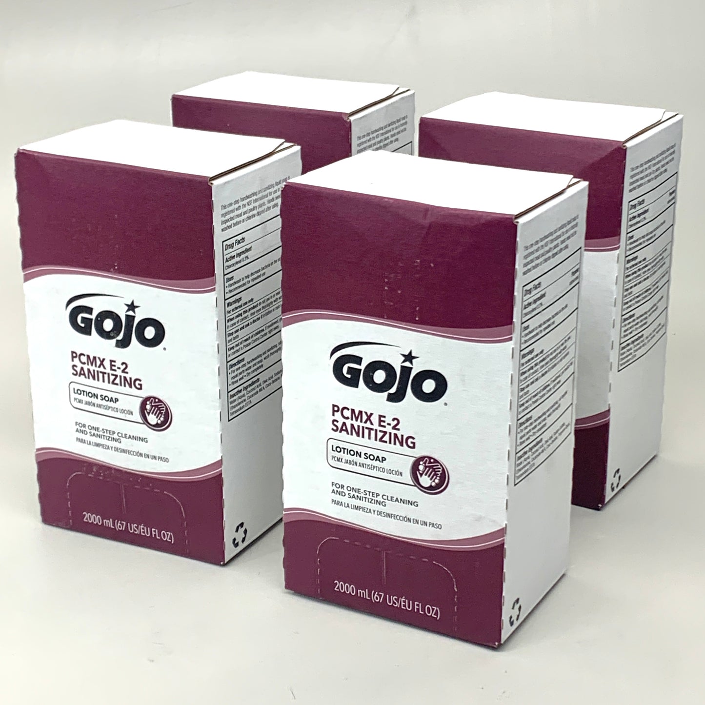 GOJO (4 PACK) PCMX E-2 Sanitizing Lotion Soap Refill 67 fl oz 2000 ml 7581-02