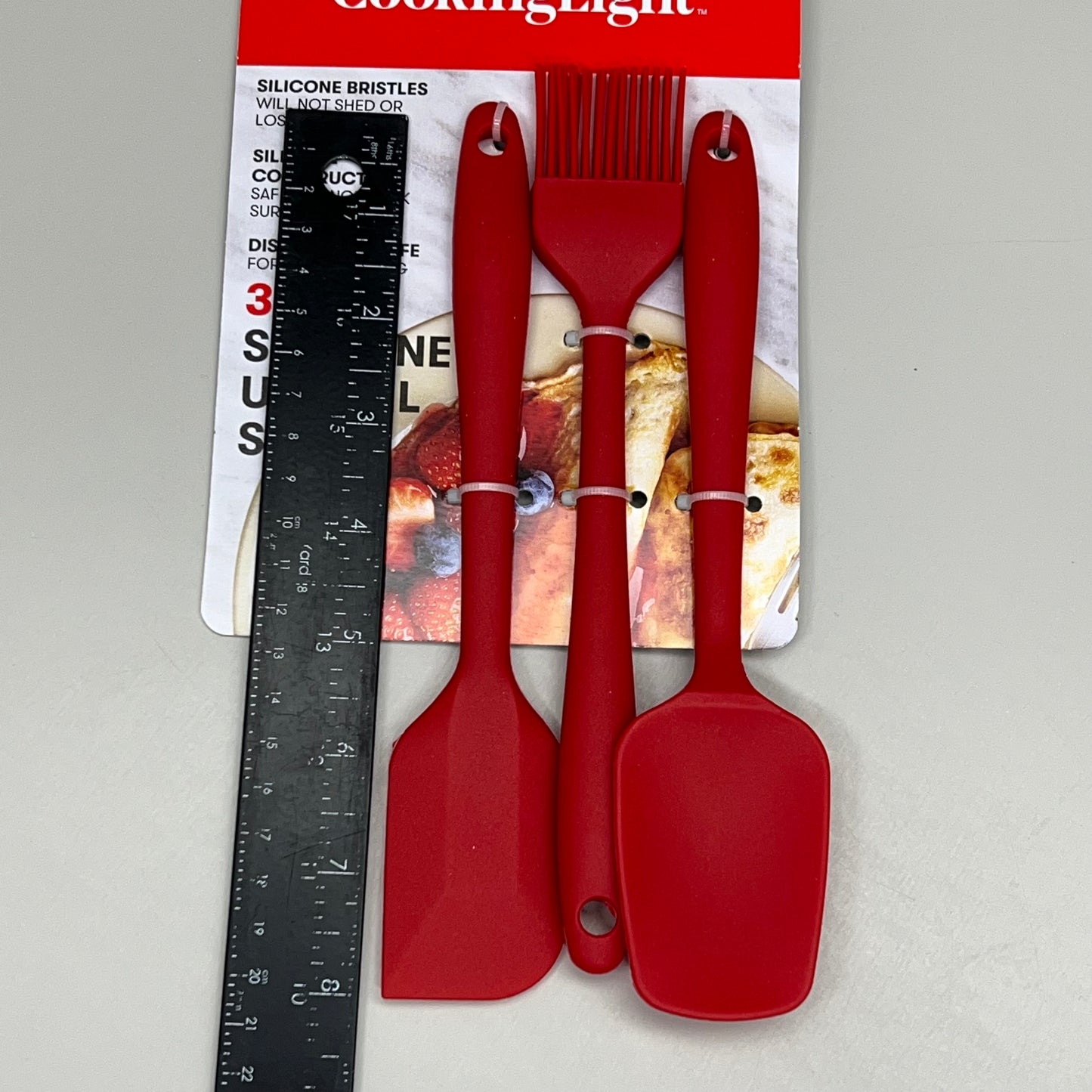 EPOCA Cooking Light Silicone Spoonula, Spatula & Basting Brush Red 3pc CLR00K020