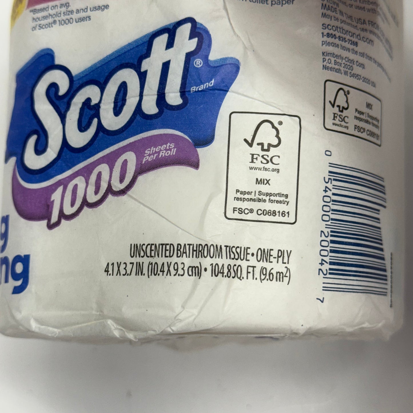 ZA@ SCOTT (36 PACK) Bath Tissue Single Roll 39327 (AS-IS, Some Rolls May be Slightly Damaged)