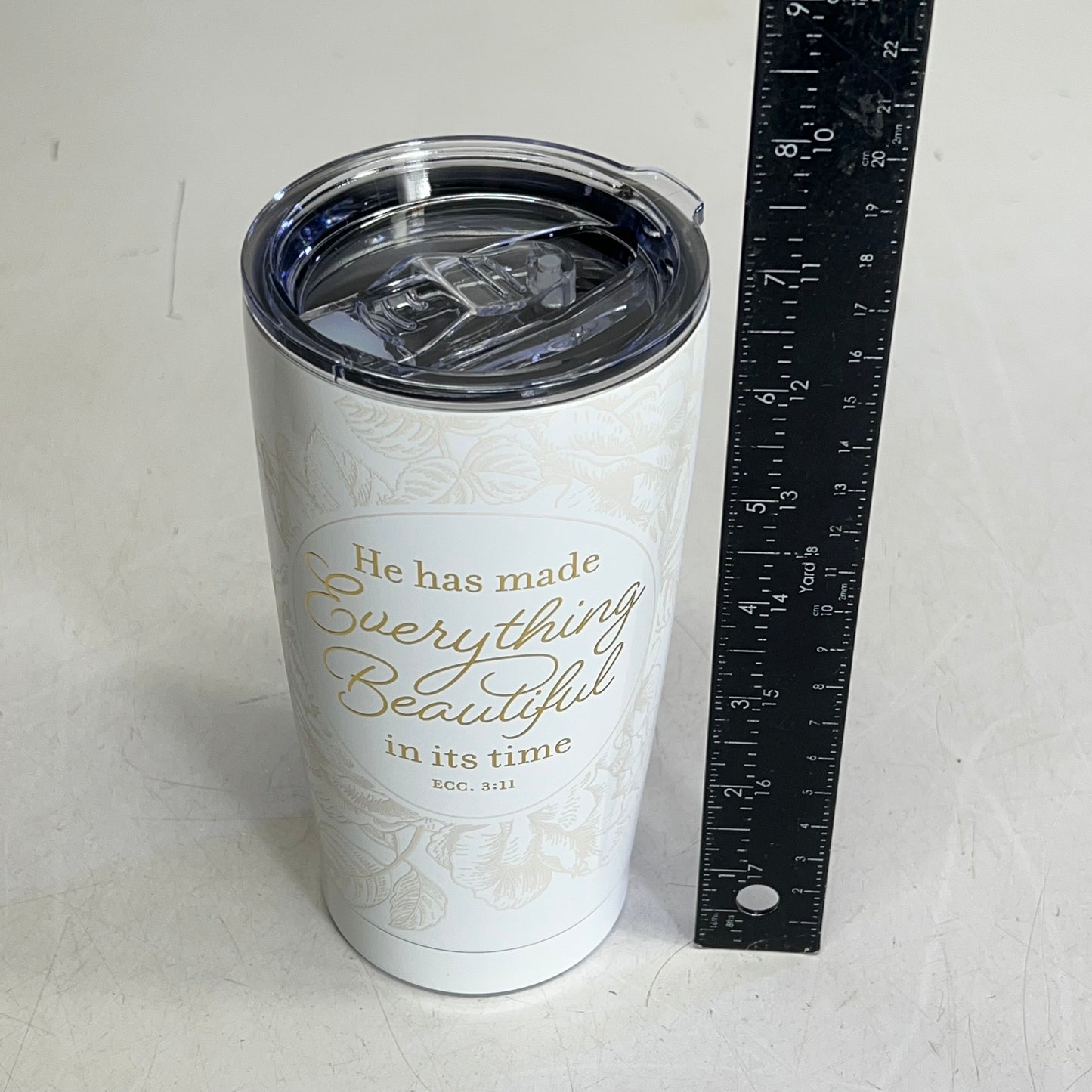 CHRISTIAN ART GIFTS Ecclesiastes 3:11 Stainless Steel  Tumbler 18 Fl Oz White