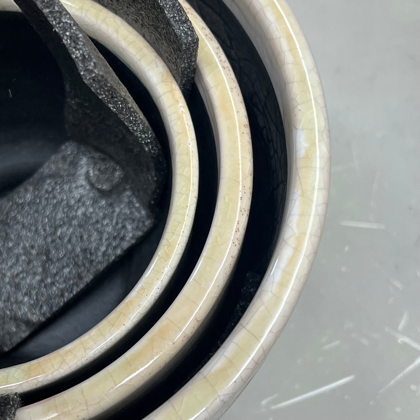 CREATIVE CO-OP Set Of 3 Terracotta Footed Planters Drip Glaze Green/Cream DG0506