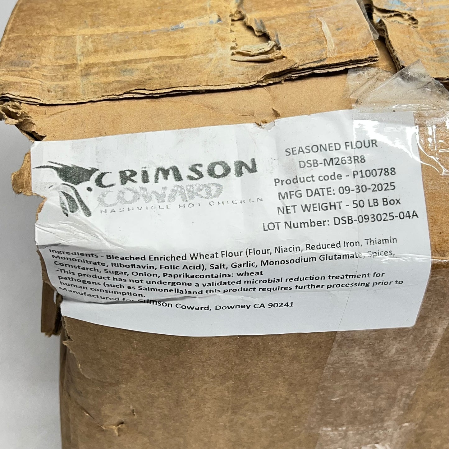 ZA@ CRIMSON COWARD Seasoned Flour for Nashville Hot Chicken  50 lbs White MFG DATE 09/25 F