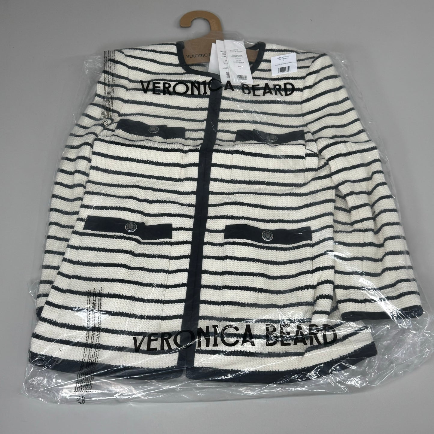 VERONICA BEARD Women's Foster Dickey Jacket Sz-4 Ivory/Black 2406TW7410717