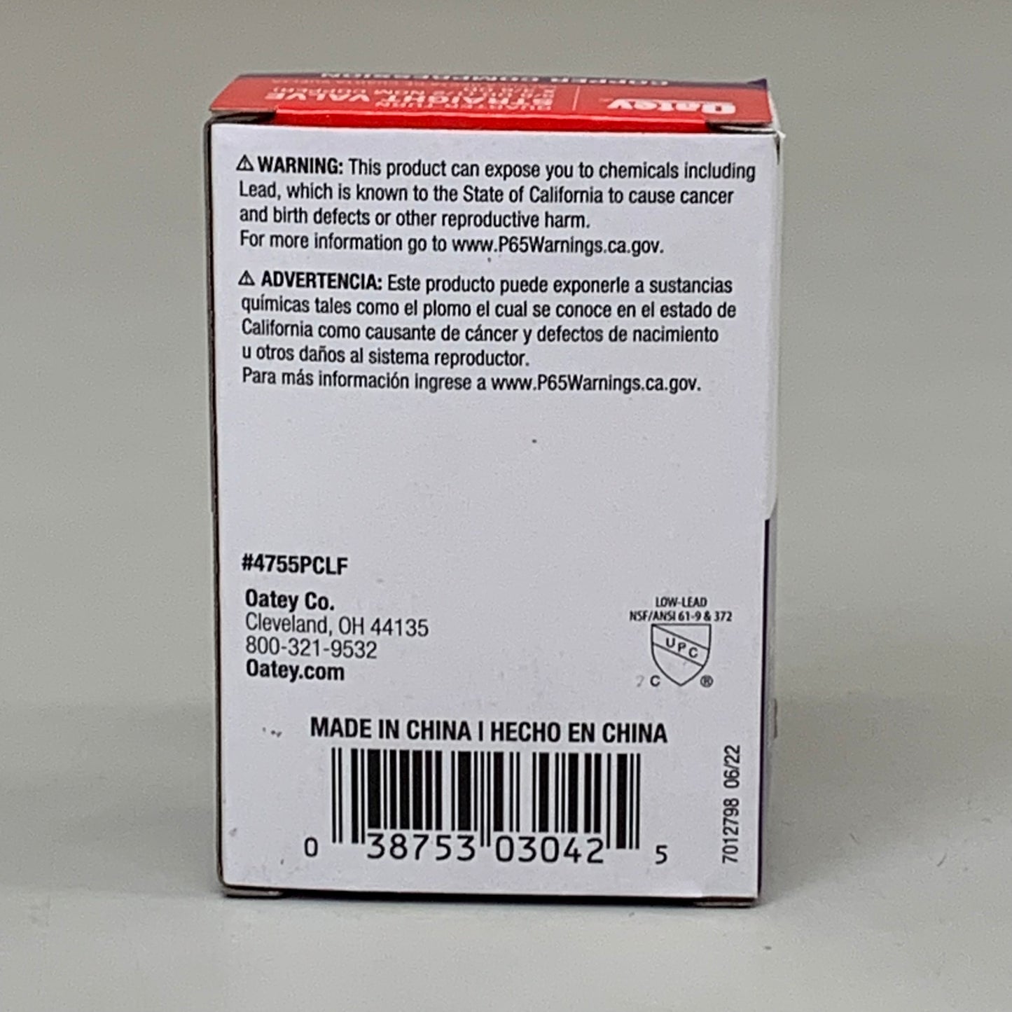 OATEY (2 PACK) Quarter Turn Straight Valve 1/2 NOM Copper 5/8 X 3/8 4755PCLF
