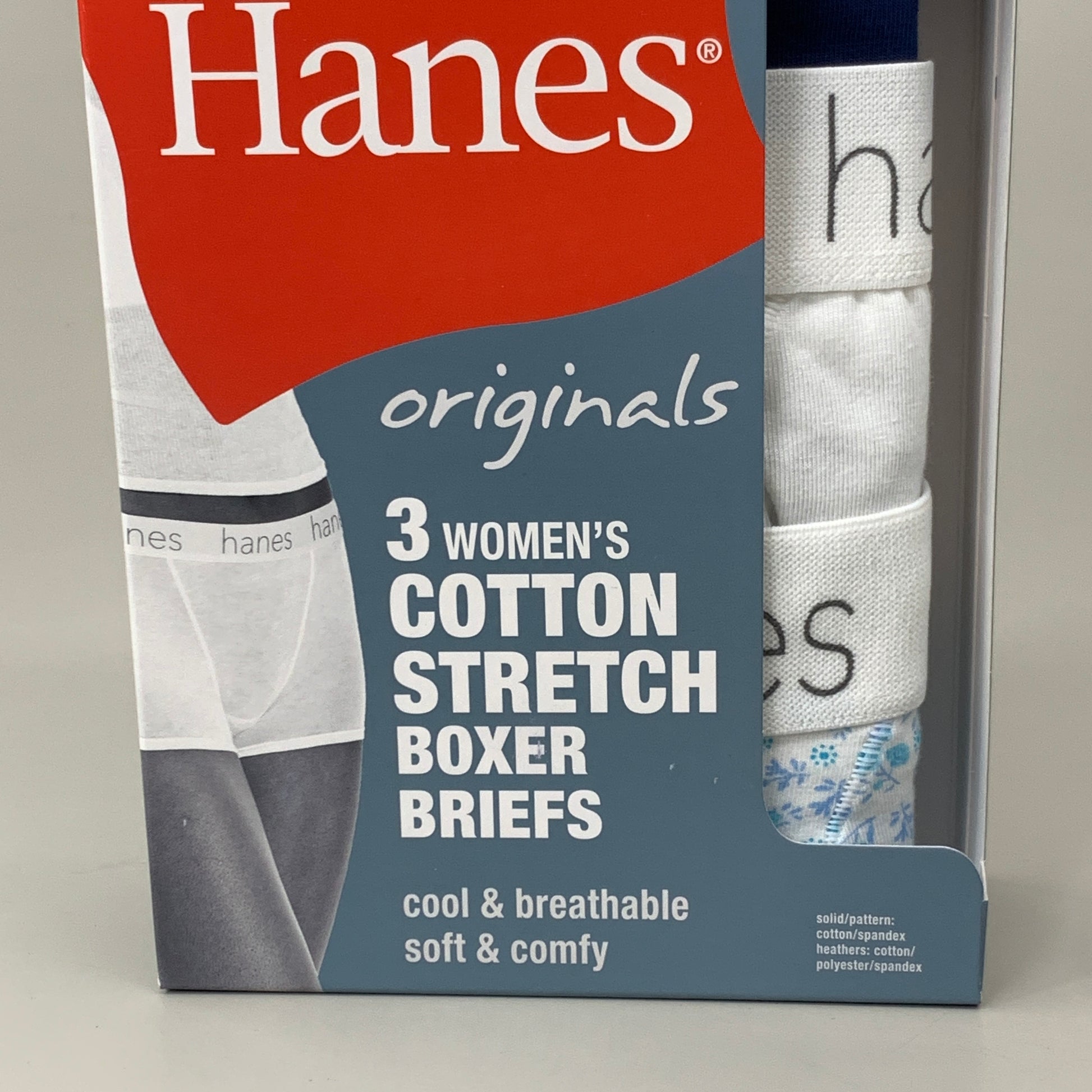 HANES 3 PACK!! Originals Women's Breathable Cotton Boxer Briefs