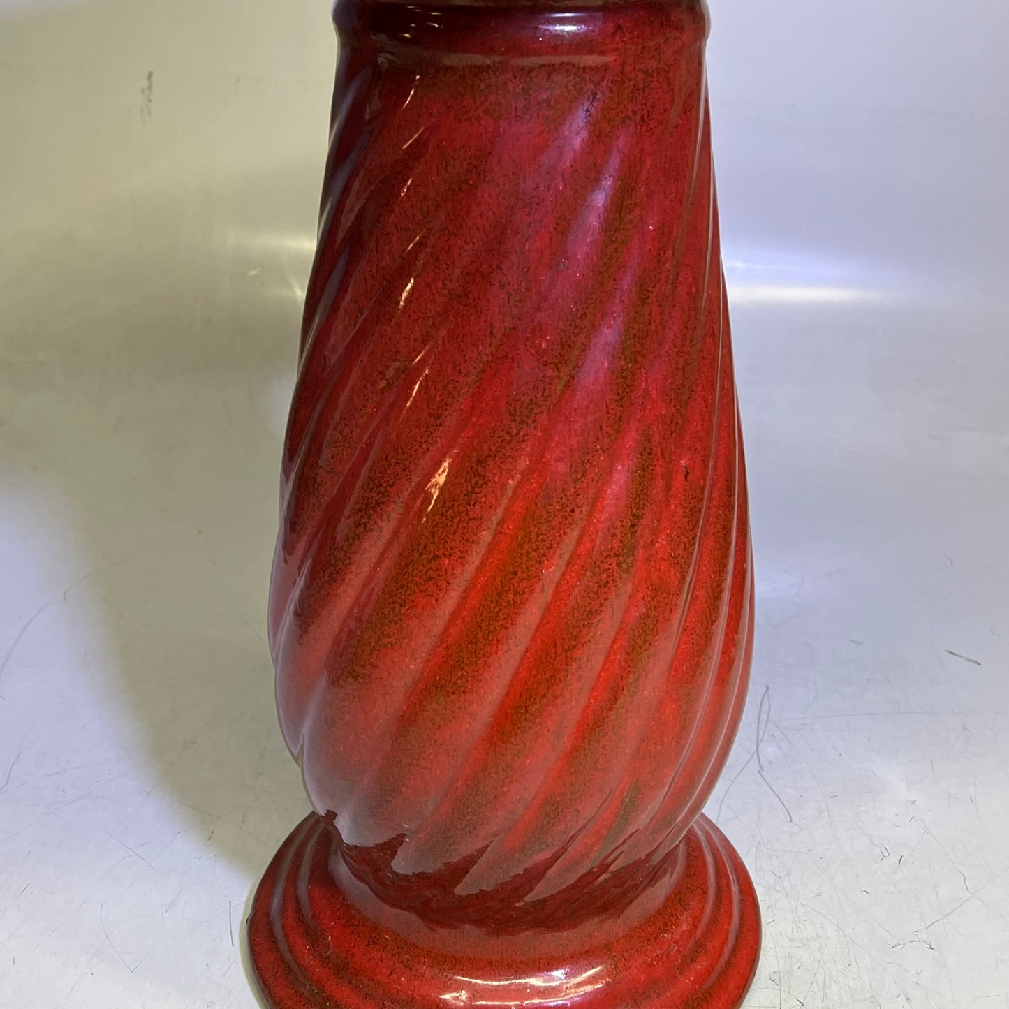 ZA@ Glazed Pottery 2 Piece Swirl Stand Bird Bath 22" L x 20" Dia Shiny Red