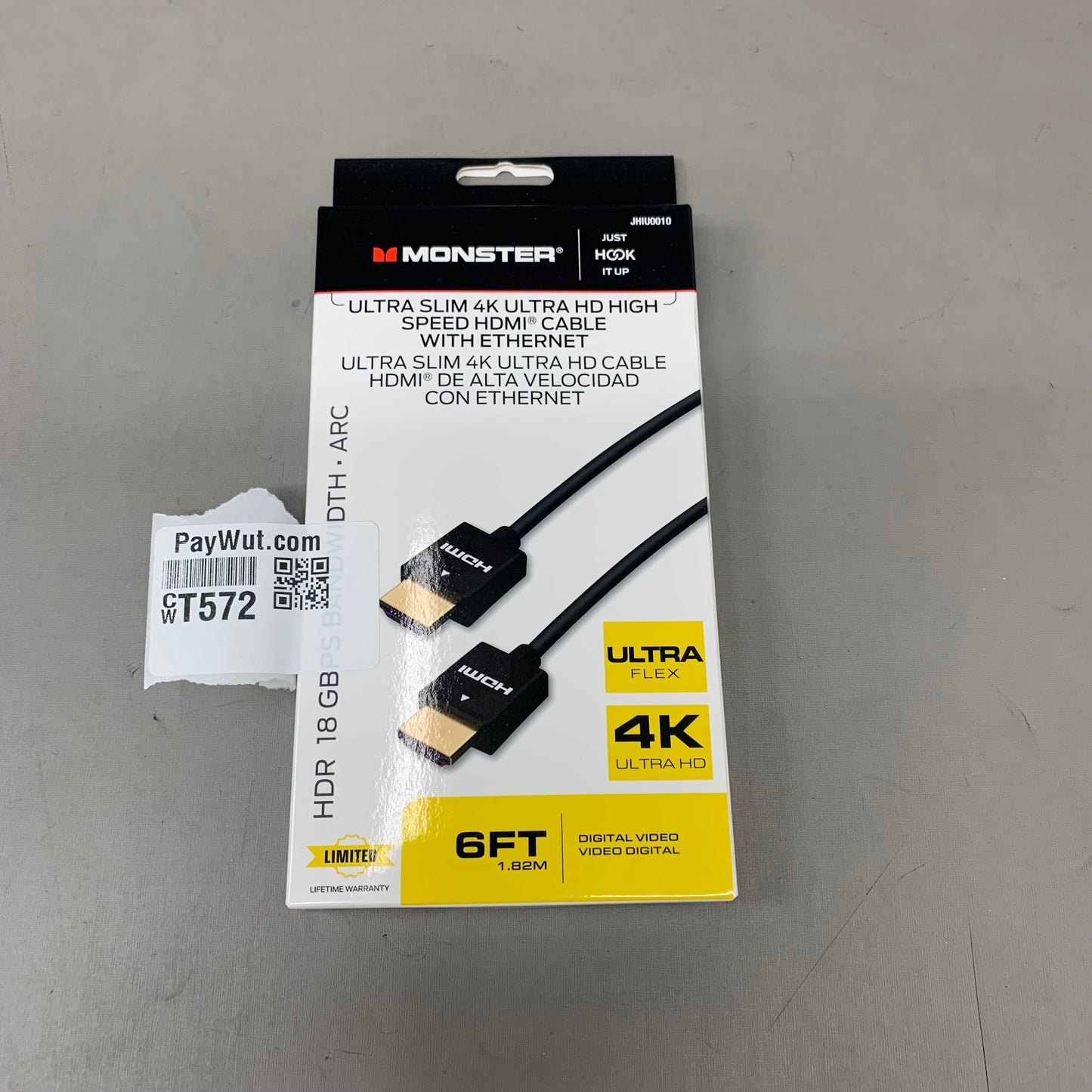 MONSTER (2 Pack) Ultra Slim 4K Ultra HD High Speed HDMI Cables 6Ft, 10Ft Black JHIU0010, JHIU0011