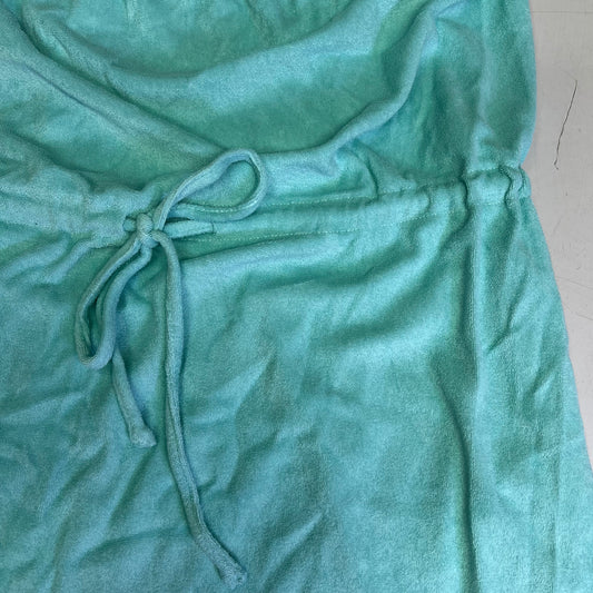 PINUP FASHION Terry Cloth Strapless Dress Coverup W/ Pockets Women's Sz L Blue