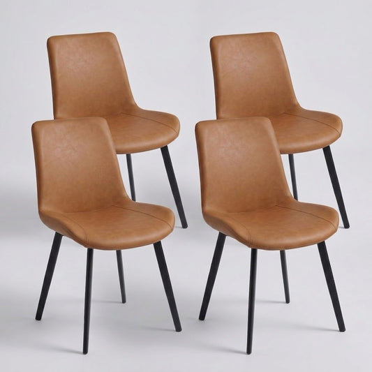 Set of 4 Modern Faux Leather Dining Chairs - Accent Side Chairs with Metal Legs JD9025B