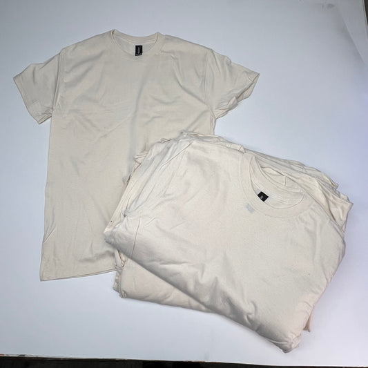 ZA@ GILDEN  (24 PACK) Pre Shrunk Heavy Cotton T-shirt  Unisex Sz L Natural 10057