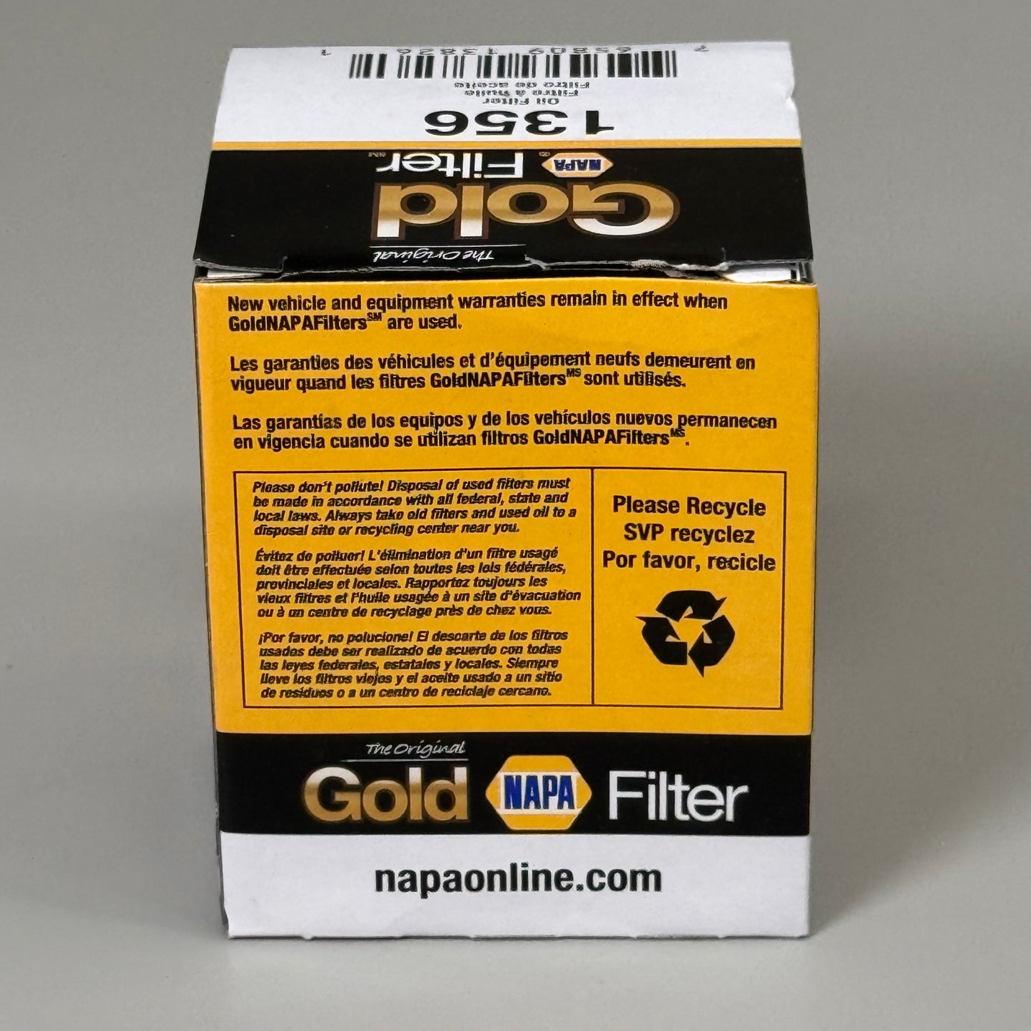 NAPA (2 PACK) Original Gold Oil Filter Cellulose Gasket Material 21 Micron 1356