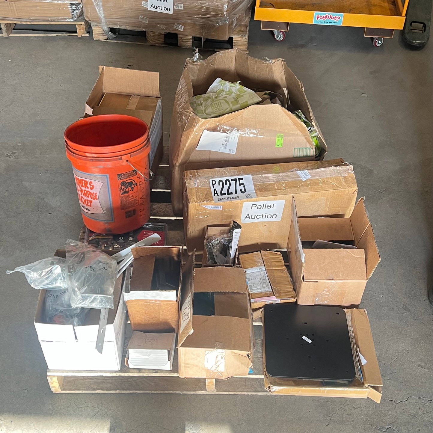 ZA@ Pallet of MIXED Pallet of Hardware, Door Hardware, Bucket, Display Parts & More!!!! (AS-IS)