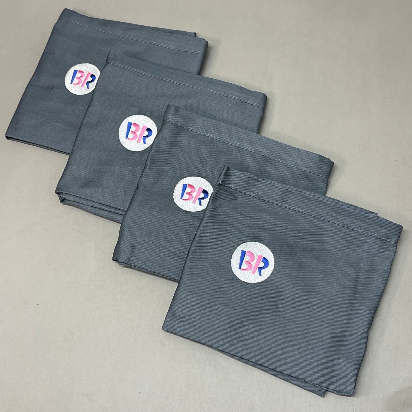 BASKIN ROBBINS 4-PACK! Uniform Waist Apron One Size Grey (New)