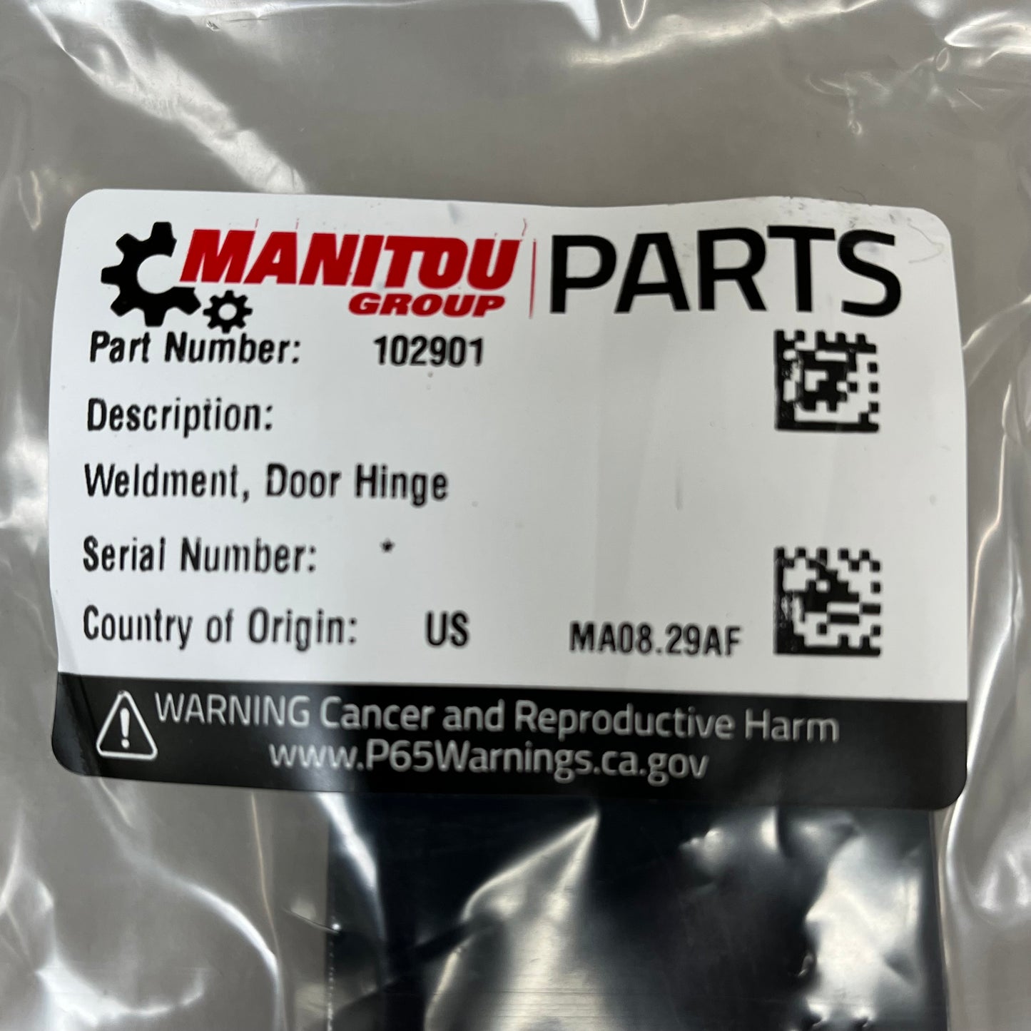 MANITOU GROUP PARTS Weldment Door Hinge Black 102901