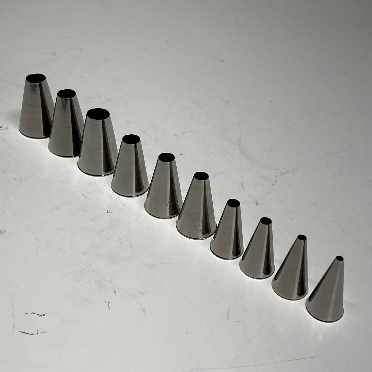 ZA@ ATECO (10 PACK) Plain Pastry Tube Set  Assorted Sizes Stainless Steel 810