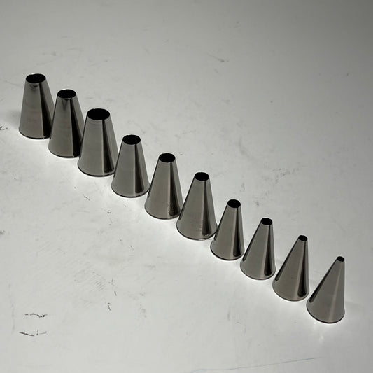 ZA@ ATECO (10 PACK) Plain Pastry Tube Set  Assorted Sizes Stainless Steel 810