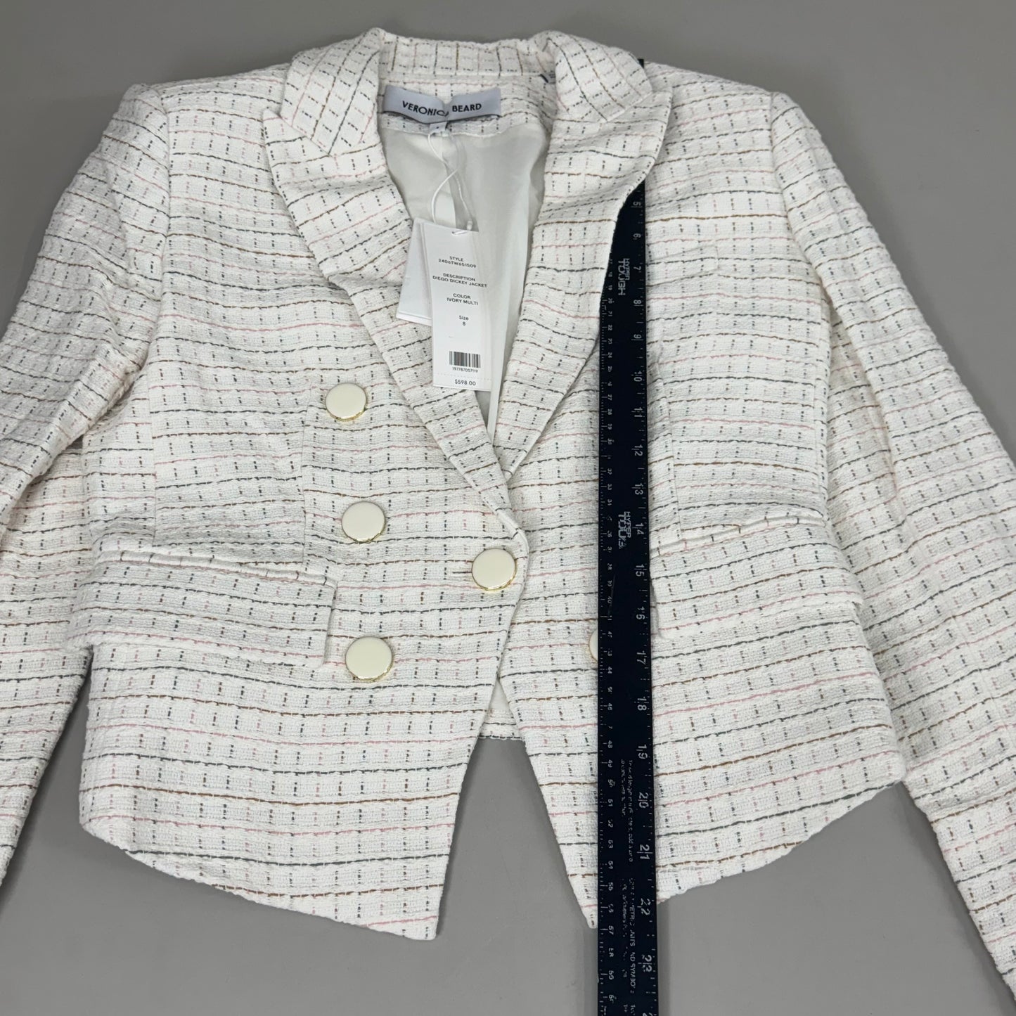 VERONICA BEARD Women's Diego Dickey Jacket Sz-8 Ivory/Multi 2406TW651509