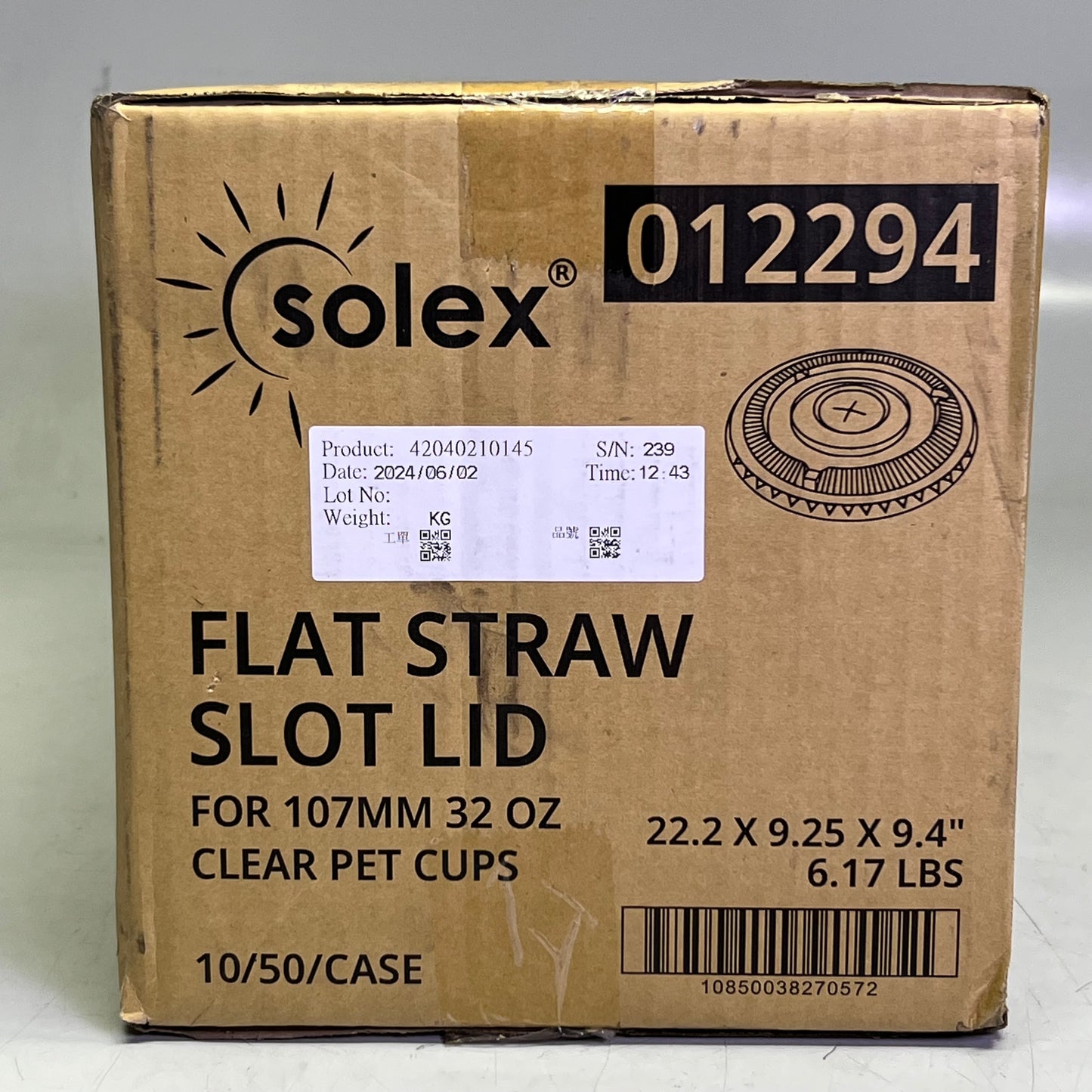 SOLEX (500 LIDS) Flat Straw Slot Lid 32 oz 012294