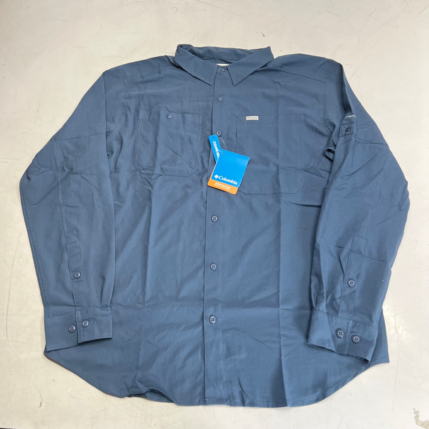 COLUMBIA Silver Ridge Utility Lite Long Sleeve Shirt Men's Sz L Blue AM1683-478