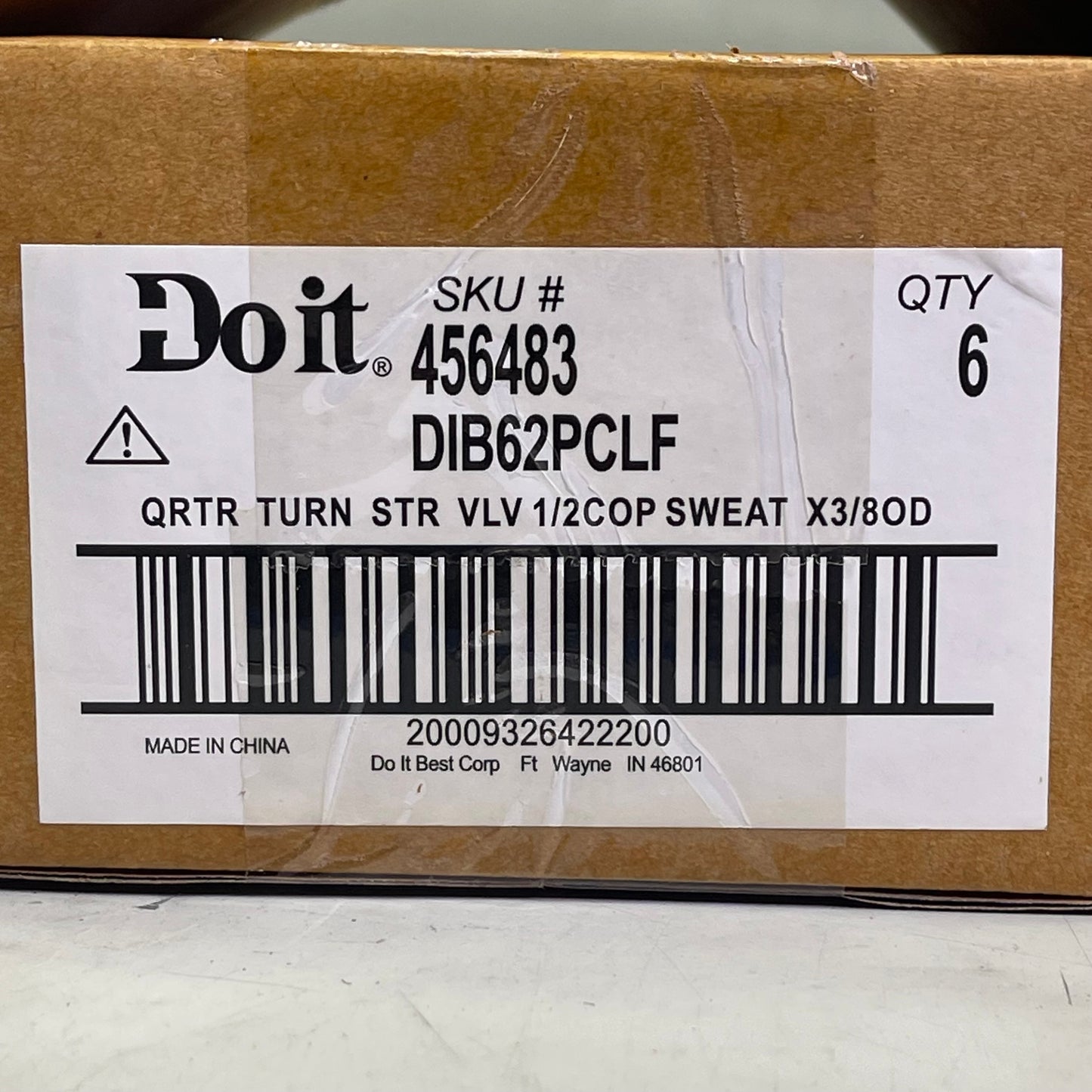 DO IT BEST (6 PACK) Quarter Turn Straight Valve 1/2"COP x 3/8"OD DIB62PCLF 456483