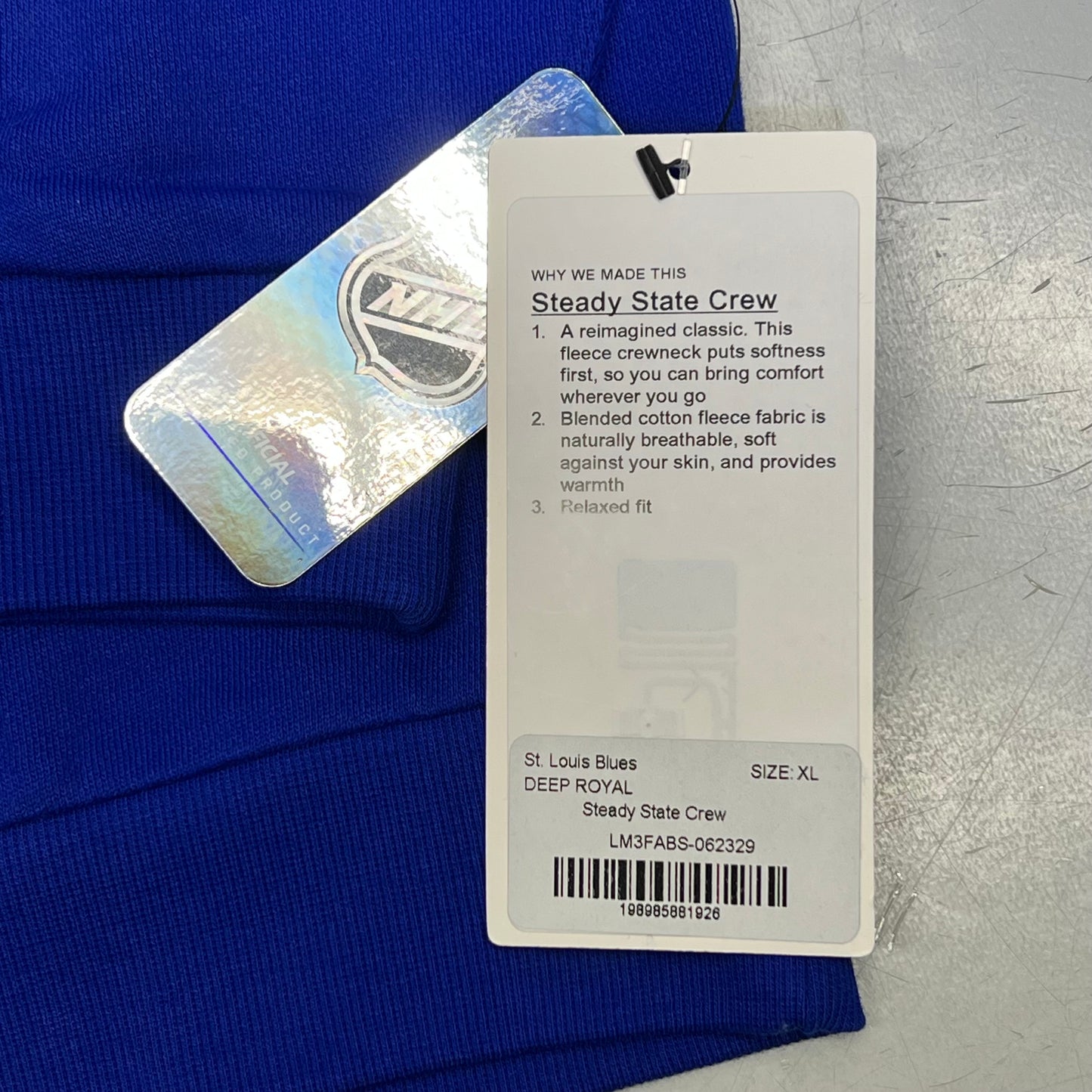 LULULEMON St. Louis Blues Steady State College Crewneck Men's Sz XL Cobalt Blue