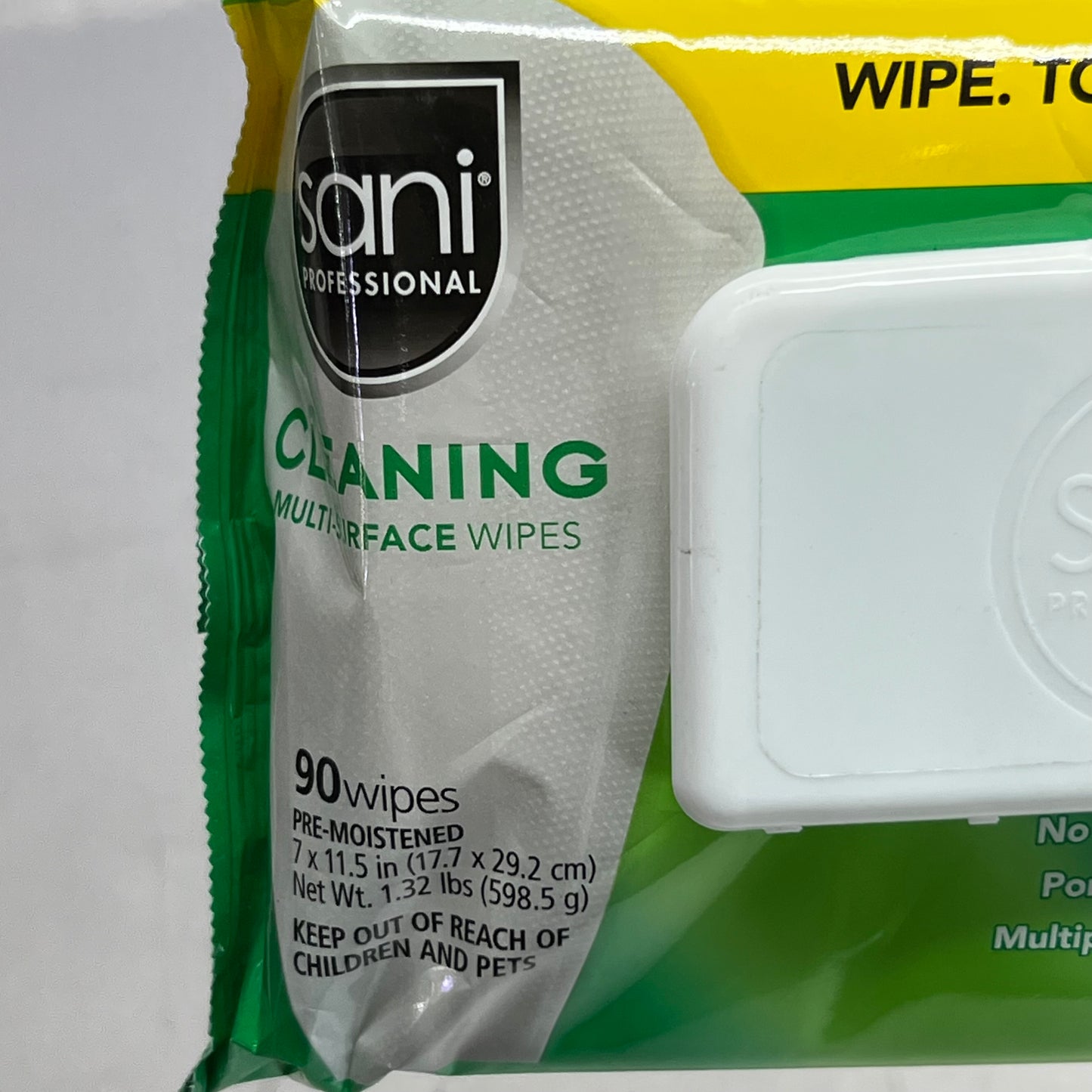 SANI (2 PACK Of 90 Wipes) Cleaning Multi Surface Wipes Sz 7" x 11.5", White A580FW BB 04/28