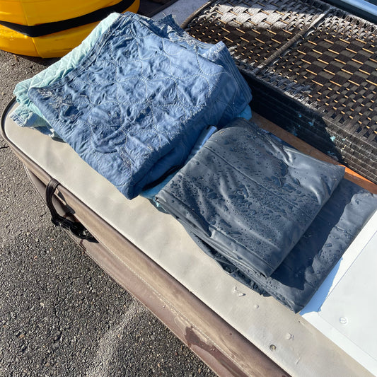 ZA@ Pallet of MIXED Spa Cover, Wicker Partition, Furniture Pads, & Metal Access Door (AS-IS)