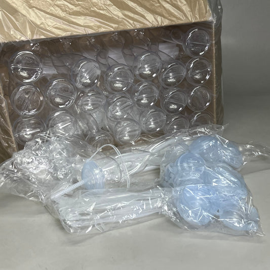 ZA@ WHIRLEY (Box of 52 Pcs) Cups Blow Molded Helix Yard with Threaded Twist Lid 20fl oz, Detachable Carry Handle & Corrugated Straw DHS-999999-04, Clear (New)