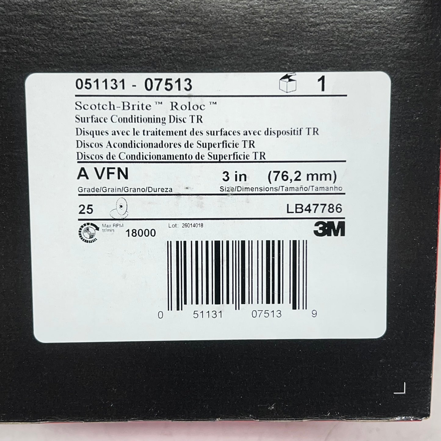 SCOTCH-BRITE (25 PACK) Roloc Surface Conditioning Disc 3" Blue 051131-07513