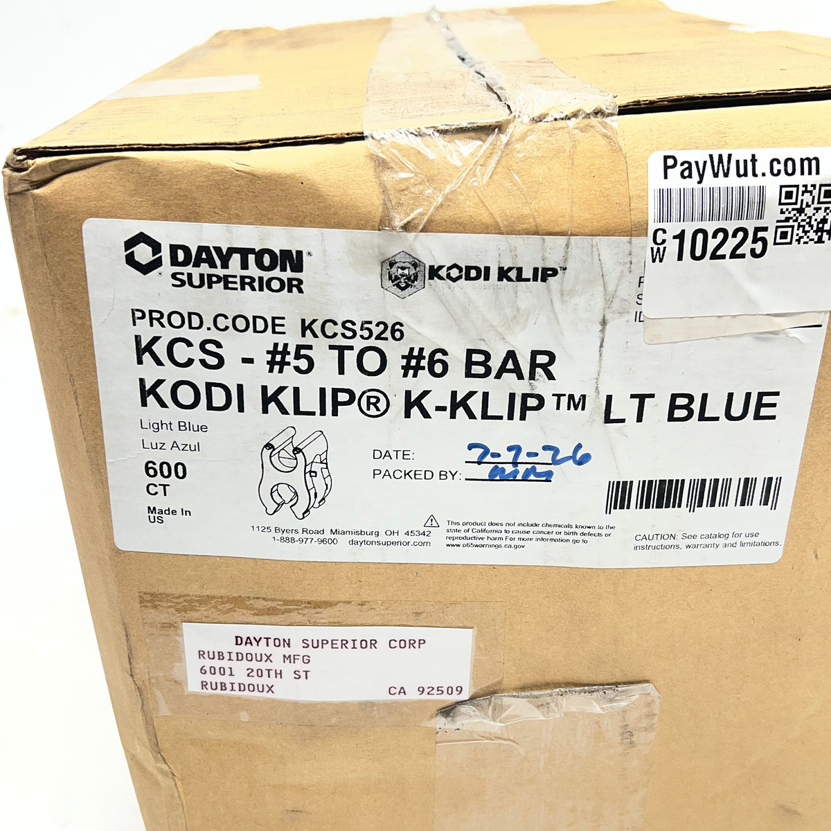 DAYTON SUPERIOR  (600 PACK) Kodi Klip Rebar Grips 4 Point Sytstem Blue KCS526