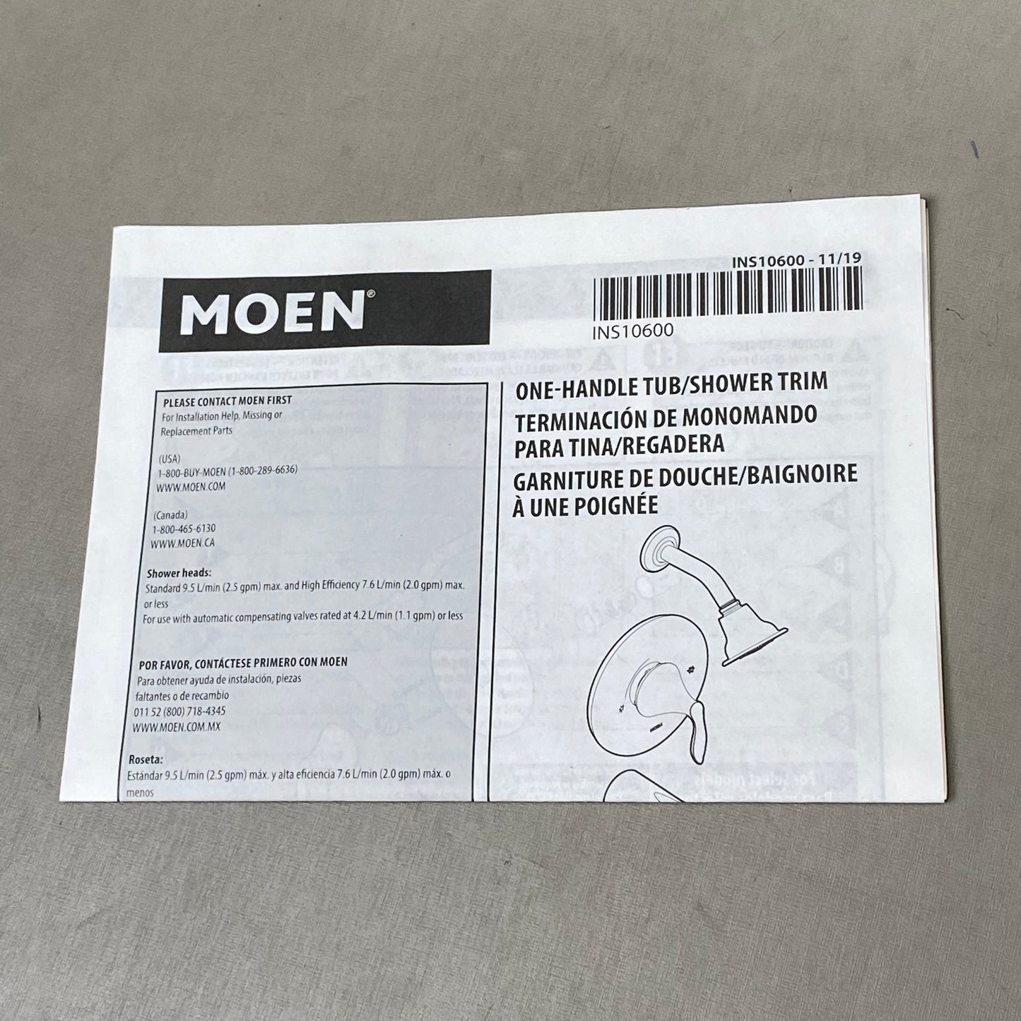 MOEN (3 Piece) Wynford Posi-Temp Shower Trim Kit 7.88"x7"x7" Chrome T4502