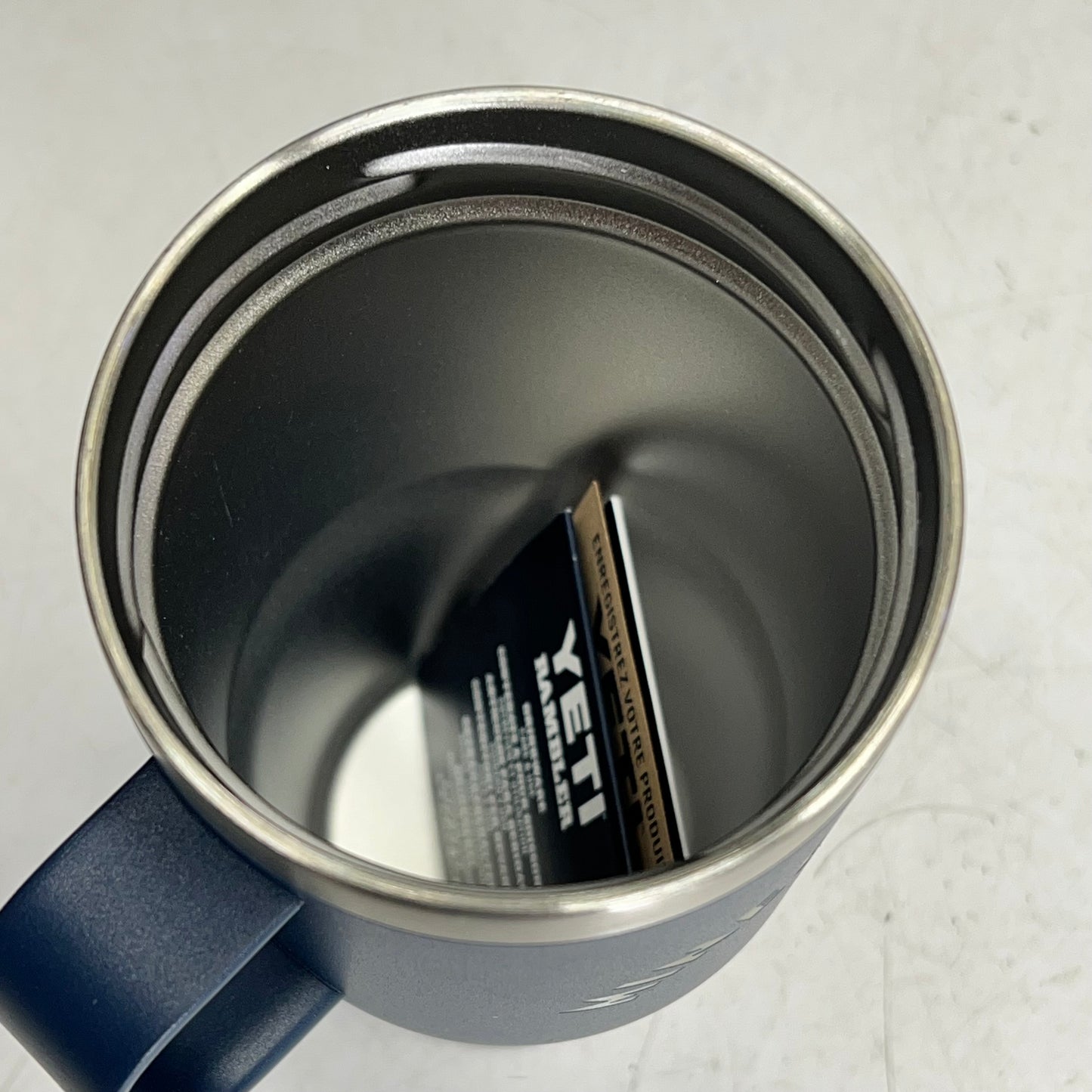 YETI Rambler Double Wall Travel Mug Etched Mineragua 20oz Navy Blue 4010