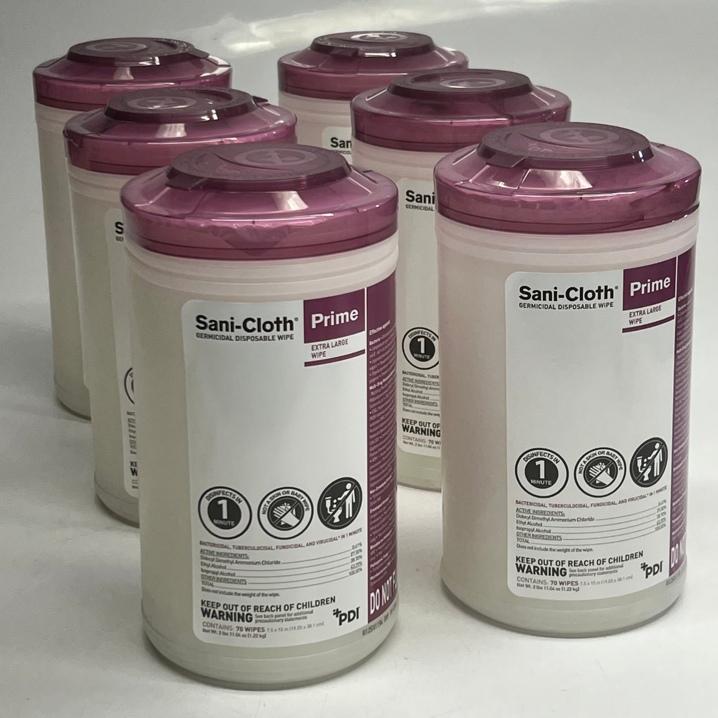 PDI (6 PACK, 70 WPES EACH) Prime Sani-cloth Germicidal Disposable Wipes Sz Extra Large BB 09/26