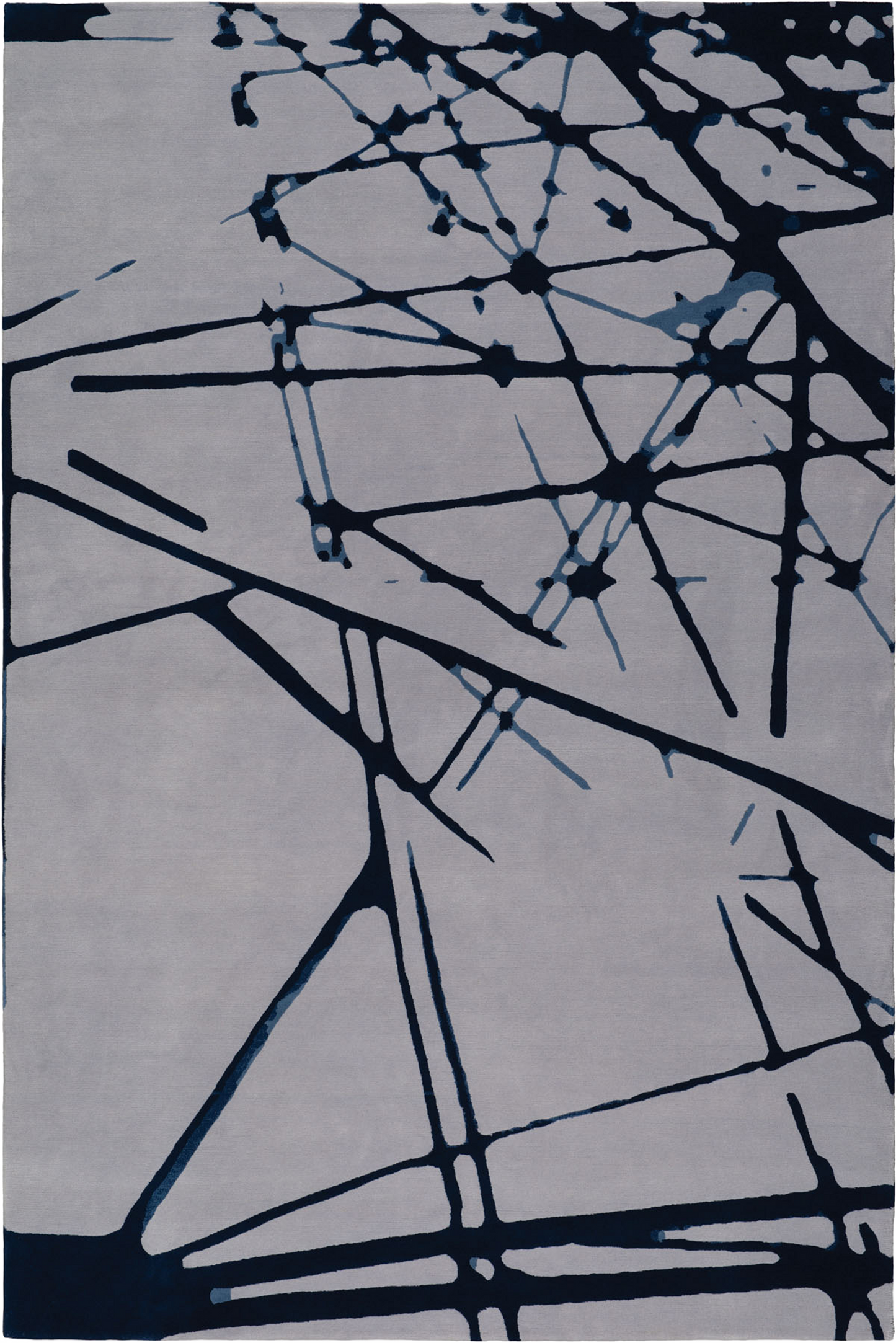 THE RUG COMPANY Bridge Modern Hand Woven Tibetan Wool Rug Roll 16’ x 12' Grey/Blue