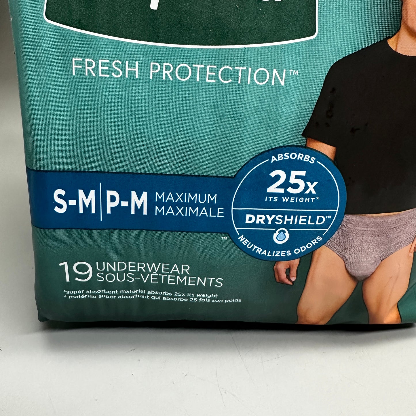 DEPEND Male Adult Incotinence Underwear 2PKs of 19 S-M