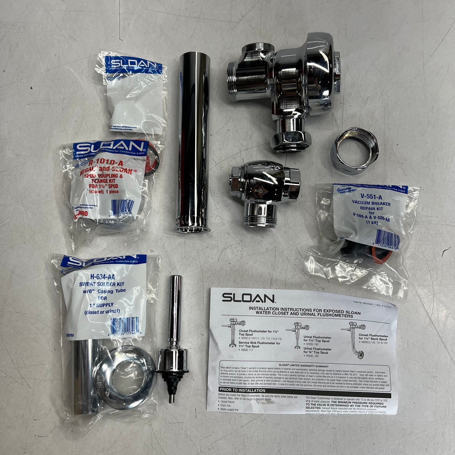 ZA@ SLOAN Exposed Manual Water Closet Flushometer 1.28 GPF Chrome Plate 111-1.28 ( As-Is) May Get One w/ More Dirt