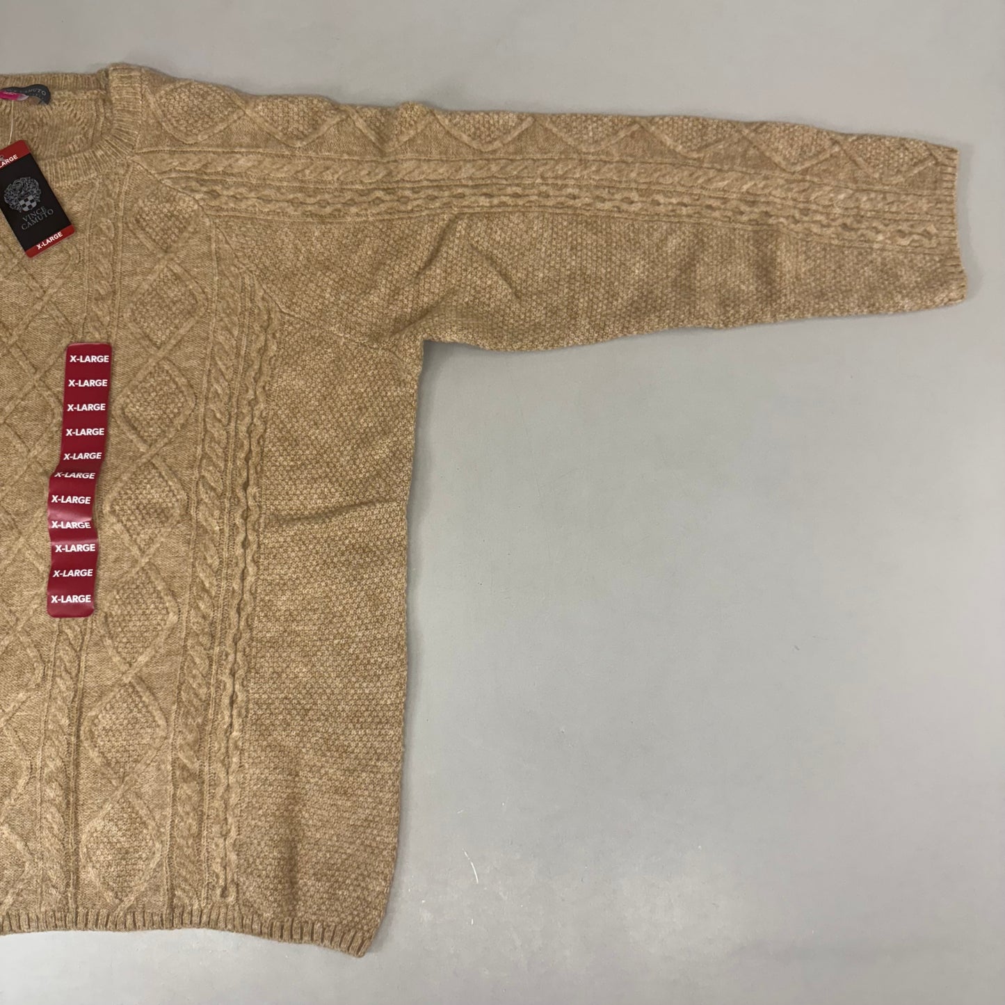 VINCE CAMUTO Cable Knit Sweater Women's Sz-XL Latte Heather SC2895