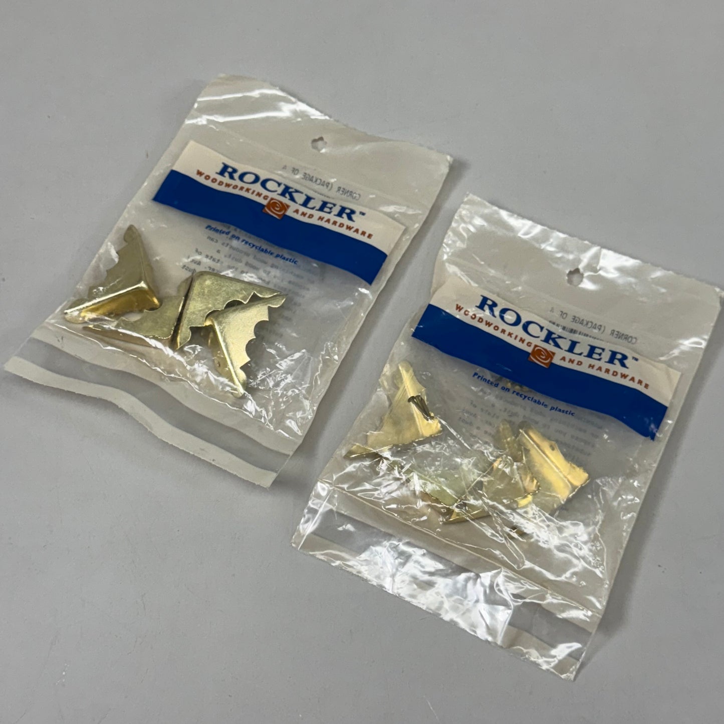 ROCKLER (2 PACK) Brass Plated Trunk Replacement Corners w/ Nails 4 Pc Gold 27508