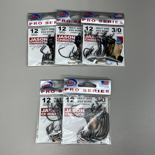 EAGLE CLAW(5 PACK) Round Bend EWG Worm Hook Platinum Blk #3/0 15pc LPS092PG-3/0